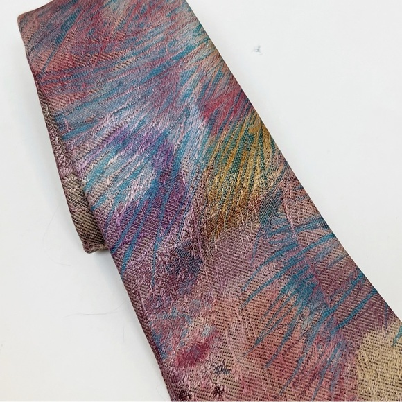 Vintage Oscar de la Renta Studio Men’s Watercolor Necktie Tie Pastel Abstract - Picture 9 of 11